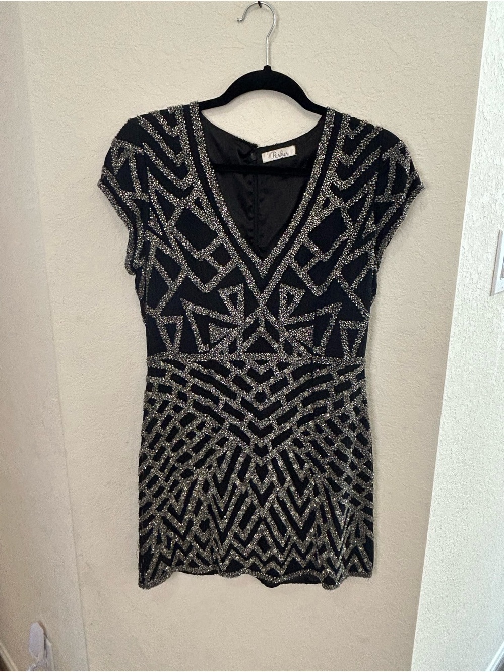 Parker Black Dress with Silver Beading